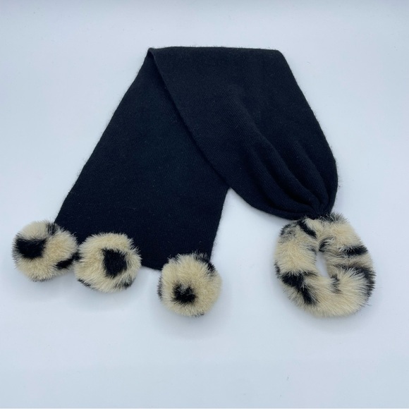 Talbots Cashmere Scarf OS Black/Cream - Picture 5 of 10